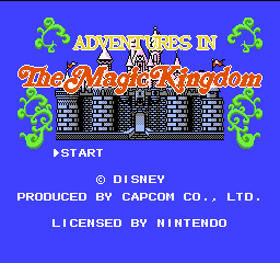 Adventures in the Magic Kingdom title screen for NES